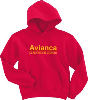 Stylish Red Hoody in cool cotton with a Yellow Vintage Airline Logo.