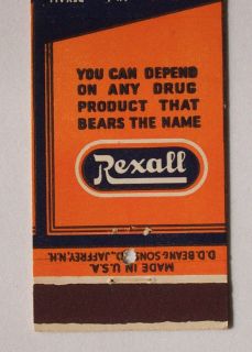 1930s Phillips Drugs Rexall Matchbook Arkadelphia AR