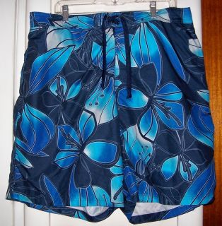 Joe Boxer Mens Swimsuit Board Shorts Blue Pattern Size XL