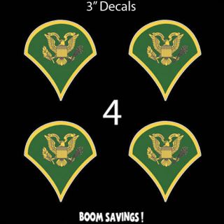 US Army Rank Sleeve Specialist E4 1 (4)Four 3 Decal Sticker Lot