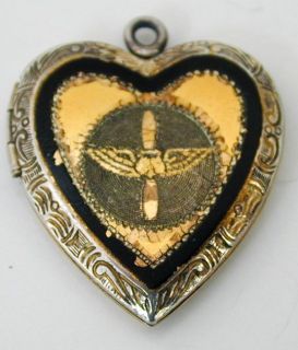   Sterling Sweetheart Heart Locket Army Air Force Photo of Airman