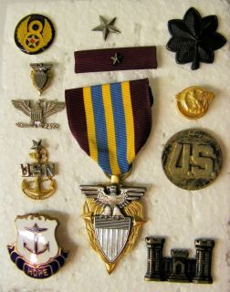 Lot of Misc Military Pins Medal WW II Unit Crest Insignia