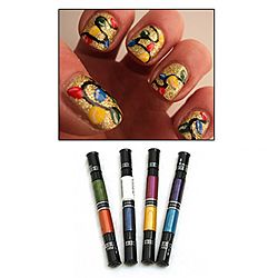   Nail Art Manicure Pen Brush Designs 8 Metallic Colors 4 Pens