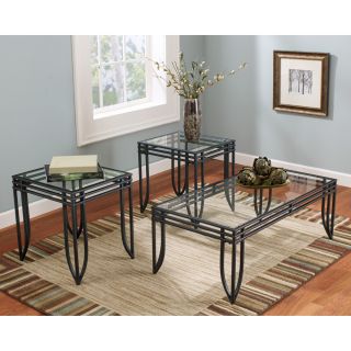 Ashley Exeter 3in1 Table Pack Metal And Glass T113 13   FREE 