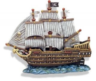 Skull Crossbones Pirate War SHIP 1523 Aquarium Ornament Fish Tank 