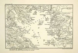   Map Ancient Greece Persia Asia Minor Route Xerxes Greco Persian Wars
