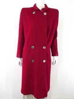 Womens Overcoat Crimson Red Ashley Scott XL 100 Wool Double Breasted 