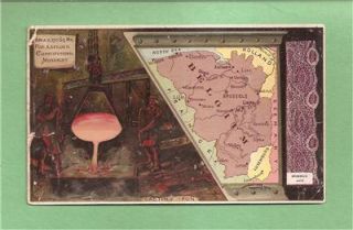 ARBUCKLE COFFEE 1889 Victorian Trade Card  MAP OF BELGIUM #60