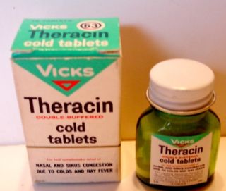 Vicks Theracin Aspirin Bottle Box Full 12 Tablets