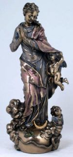   Angels Statue Bronze Finish Assumption of Mary Beautiful Figure