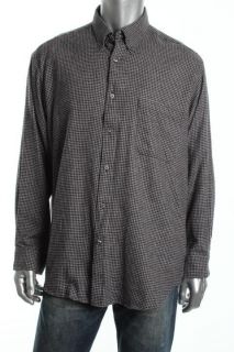 John Ashford New Black Flannel Houndstooth Button Down Shirt XL BHFO 