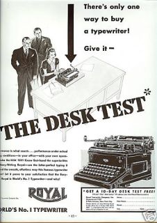 Vintage 30s Royal Typewriter Ad The Desk Test Office