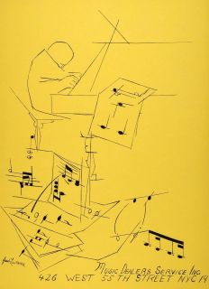 1957 Lithograph Jacob Lawrence Art Music Dealers Service NY Musical 