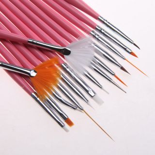 15pcs Nail Art Brushes Painting Drawing Dotting UV Gel Line Nail 