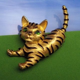 Trifari Brooch Pin Ark Series Figural Tiger Cub Cat Enamel Ad Piece 