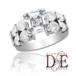 vs1 bloom asscher diamond engagement ring in platinum certified