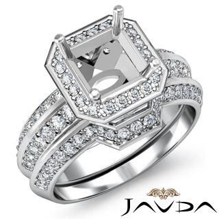 5c Asscher Diamond Ring Mount Bridal Set w18k Gold Z4