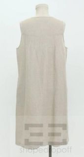 Armani Collezioni Beige Linen Loose Fit Sleeveless Dress Size 14