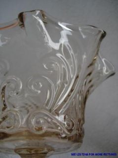 Imperial Glass Compote Atterbury Scroll Pattern Wavy Edge 1963