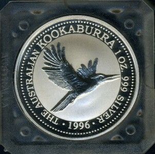 Australia 1996 One Ounce Silver Kookaburra Coin as Shown