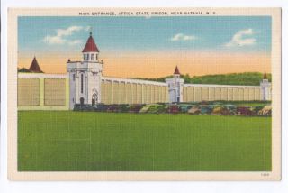 Attica Prison Batavia NY Main Entrance Linen Jubb