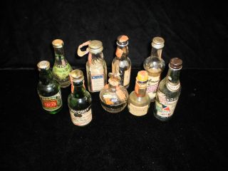   of 9 1940 50s Empty Mini Bottles Burgal Rum Grand Marnier Arrow