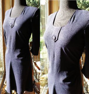 VINTAGE 1940s COCKTAIL SWING OCCASIONAL PARTY DRESS S M NAVY CREPE