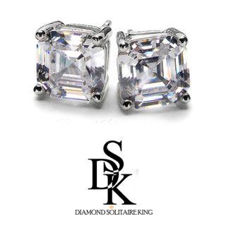 Diamond Stud Earrings 0 50 Ct Asscher Cut in 14k Gold H I VS2 Paradise 