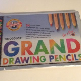   Triocolor Artist Color Pencil Set 24 Hardmuth Assorted Tin Case