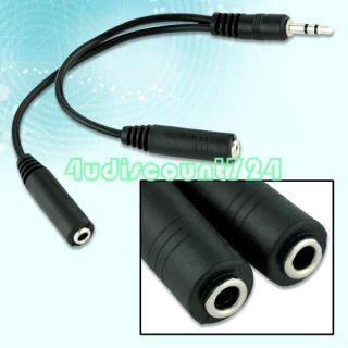 5mm 1 8 Male to 2 Dual Female Y Splitter Audio Cable