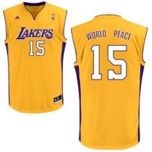 New Lakers Metta World Peace Ron Artest Revolution 30 Yellow Jersey 