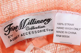 August Accessories Fine Millinery Orange Sinamay Arabella Cloche Hat $ 