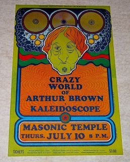   Era Poster Masonic Temple Crazy World of Arthur Brown 1969