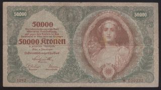 Austria 1922 Nice Scarce Note 50000 Kronen