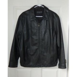 Mens Black Leather John Ashford Jacket Size M