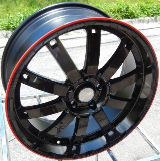 22 HD AUTO BAHN BLACK WITH RED LINE WHEELS RIMS MAGNUM CHARGER 
