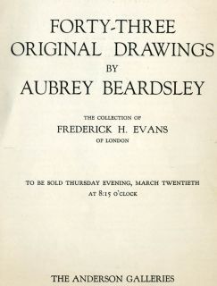 RARE Aubrey Beardsley Anderson Galleries New York Exhibit Sale 