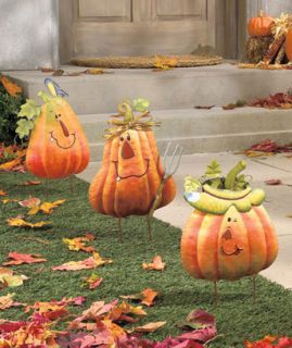   Pumpkin Yard Stakes Halloween Fall Seasonal Outdoor Yard Decor
