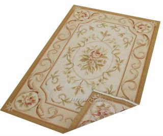 Pastel French Aubusson Area Rug Country Home Decor Flat Weave Carpet 