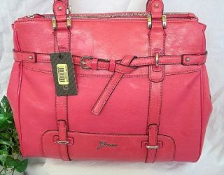 Guess Red Pink Avera Large Satchel Shoulder Bag Purse