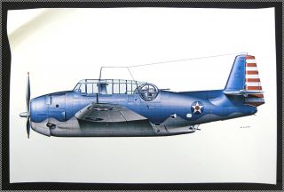 Grumman TBF 1 Avenger US Navy Bomber 12 x 17 WW2 Aircraft Profile 