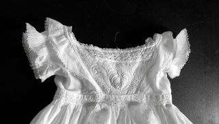 Antique Ayrshire Christening Gown with Fine Hand Embroidery