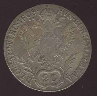 Austria Beauty Scarce 20 Kreuzer 1808 Silver Coin Look
