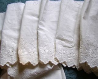 Antique Ayrshire 1800s Lace Petticoat Cotton Trim Fab Embroid Flowers 