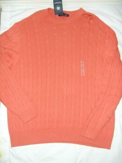 New with Tags Roundtree Yorke Cable Knit Cotton Pullover Sweater Mens 