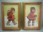 Rare Vintage Original Gloria Rankin Eskimo Inuit Children Oil 