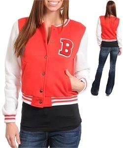 Varsity Letterman Baseball Jacket Red and White with Letter B