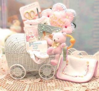 Bundle of Joy Baby Carriage Gift Basket Pink for Girl