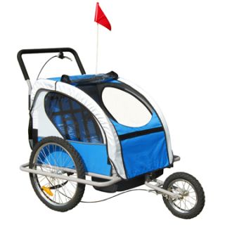 Aosom 2in1 Double Baby Bike Trailer Stroller Blue