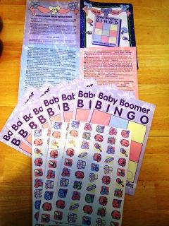 Baby Boomer Shower Bingo Game 8 Players Reusable Boy Girl Trivia 